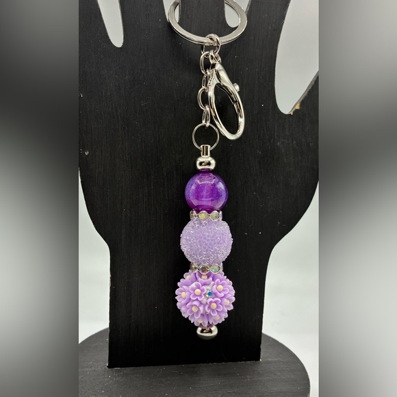 Handmade Accessories - Purple Beaded Keychain
